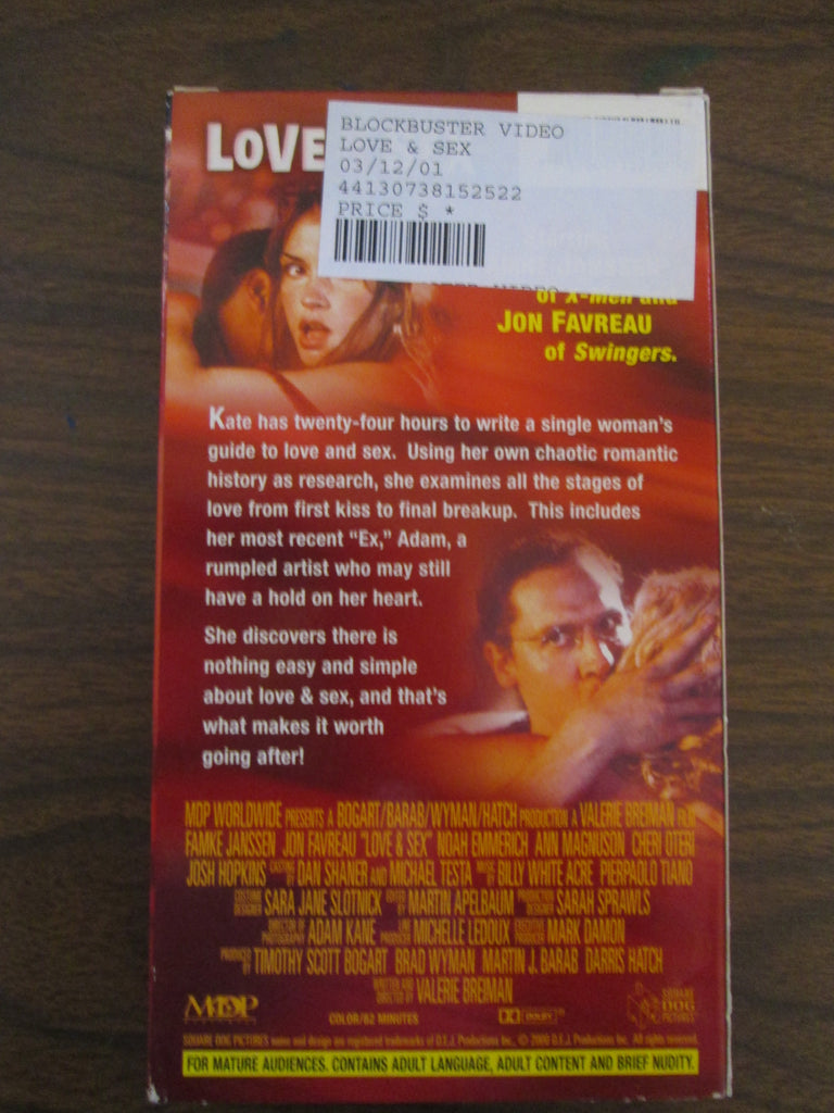 Love & Sex Movie starring Famke Janssen & Jon Favreau VHS 2000 – Fun Stuff  Super Store