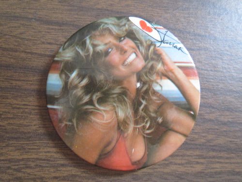 Farrah Fawcett Poster Button Pin original from the 1970s