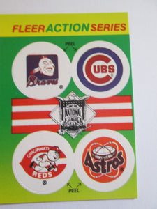 Fleer Action Series Set of 4 Club Stickers - Braves, Cubs, Reds, Astros 1990