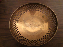Vintage Brass Palm Etched Bowl Marked India 2252 7 1/2" Reticulated
