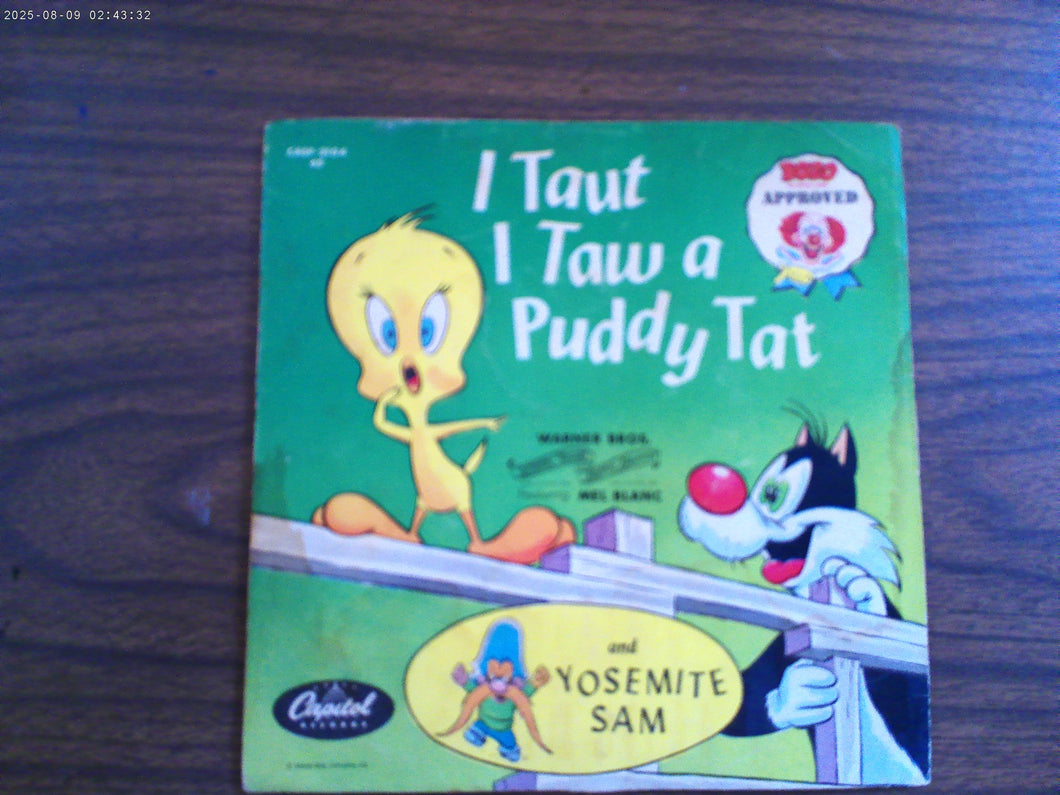 Mel Blanc I Taut I Taw A Puddy Tat/Yosemite Sam 45 RPM Record with Sleeve 1960