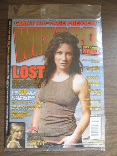 Wizard Magagazine Evangeline Lilly cover and Kristen Bell article w/ Mighty Avengers Comic Sealed #180 Oct 2006 PB