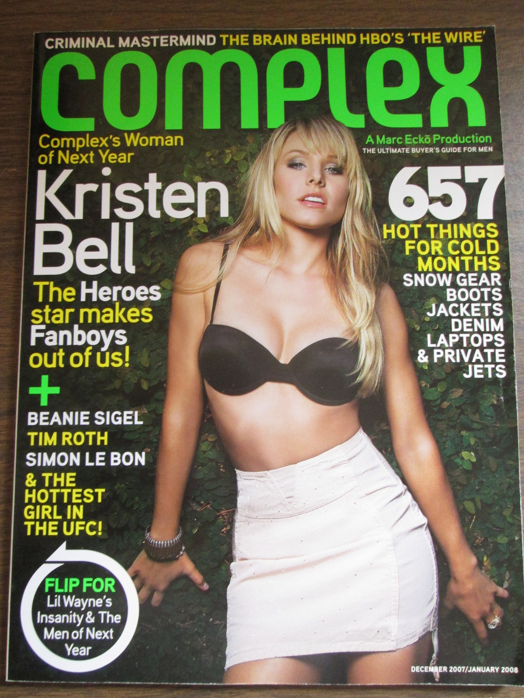 Complex Magazine Kristen Bell cover w/ Lil Wayne flipside cover Dec 2007/Jan 2008 PB