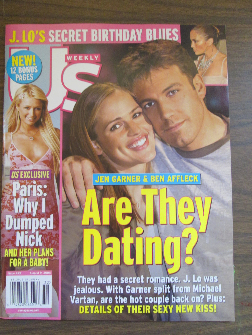 US Weekly Magazine Jennifer garner & Ben Afleck w/Paris Hillton cover #495 Aug 9 2004 PB