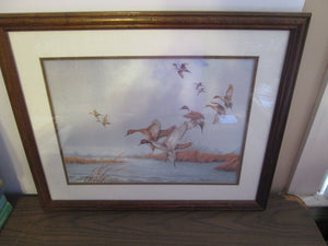 Charles Murphy Mallards In Flight Print Art Framed Matted 21 3/4 X 17 3/4 Framed Art