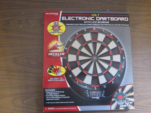 Volt Electronic Dartboard Bullshooter with LCD Scoring and soft tipped darts New