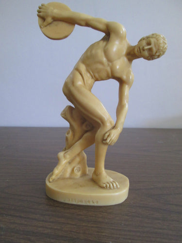 A. Santini Discobolo Discus Thrower Sculpture Nude Man Resin Statue Athletic Figure