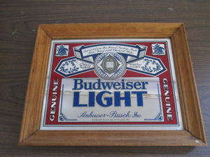 Budwiser Light Anheuser-Busch Framed Mirror 11" X 14"