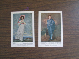 Pinkie and The Blue Boy Sir Thomas Lawrence Attext Print No. 240 and No. 15  3" X 4 1/2"