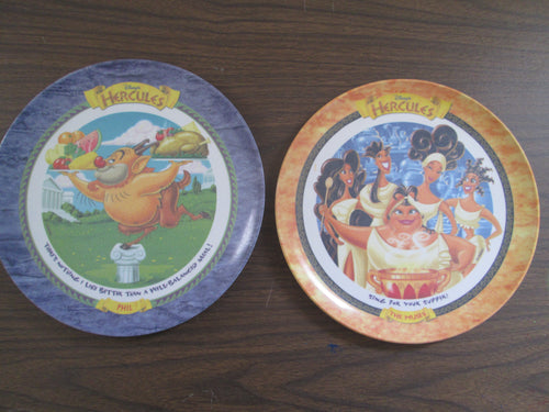 Disney Hercules set of 2 Plastic Plates Phil 9 1/2
