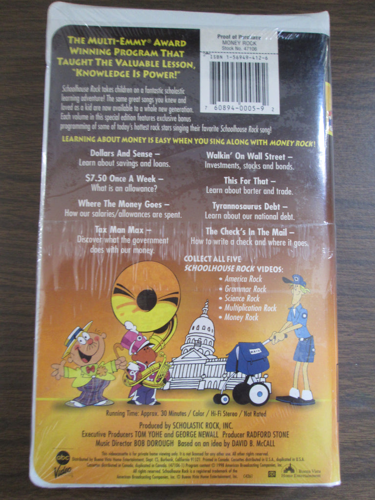 School House Rock Disney Presents Money Rock Sealed VHS 1995 – Fun ...