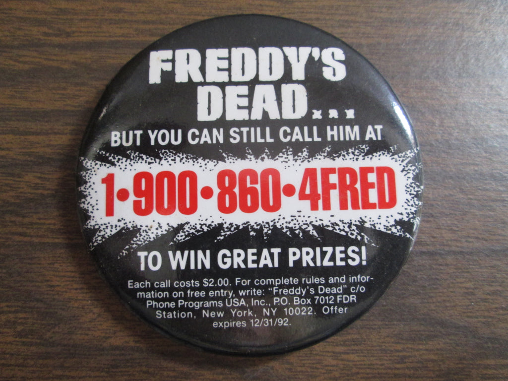 Freddy's Dead Button Pin 1992 – Fun Stuff Super Store