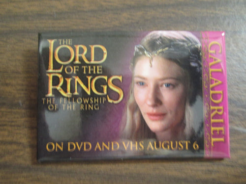 The Lord of the Rings The Fellowship of the Ring On DVD and VHS Galadriel Pinback Button 2001