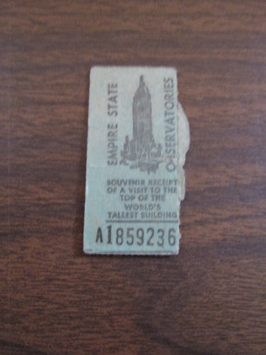 Empire State Building Souvenir Receipt circa 1960s