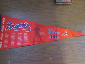 Atlanta Braves NL East Champions 2001 Pennant complete with Team Roster