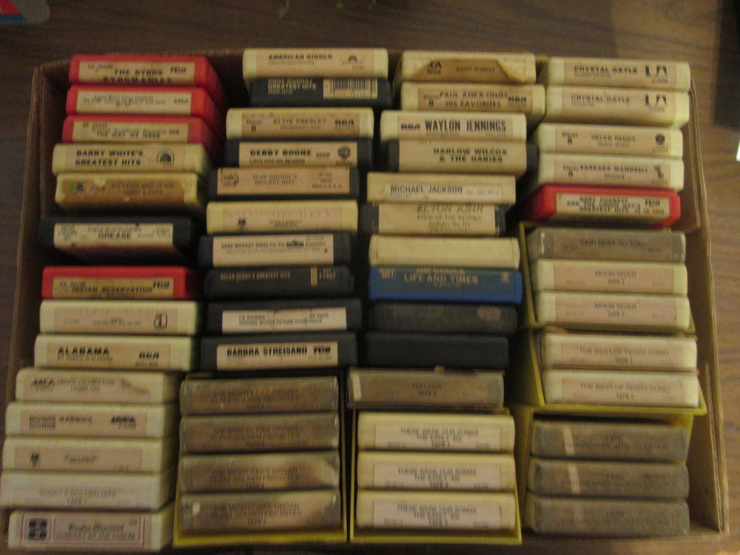 Large Lot of 8 Track Tapes 55 Total, Assorted Sets and Individuals