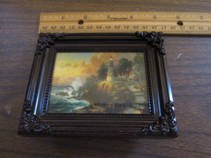 Lighthouse Framed Picture to place in front of a light bulb or candle 5"x4"