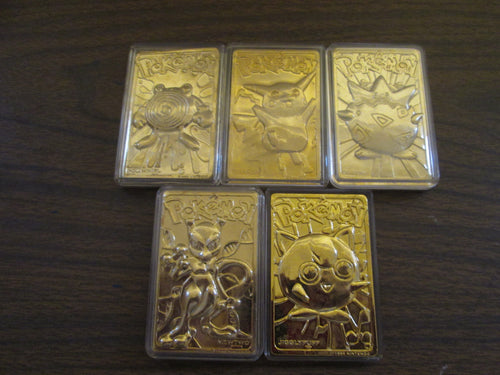 5 Pokemon Trading Gold Bards Jigglypuff,Mewtwo,Togepi,Pikachu & Poliwhirl Burger King