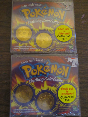 Pokemon Battling Coin Game (2 total of 6) New Sealed 1999