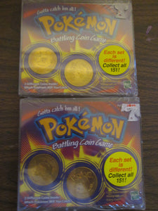 Pokemon Battling Coin Game (2 total of 6) New Sealed 1999