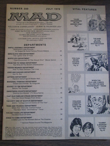Mad Magazine #200 Jul 1978 Coverless PB