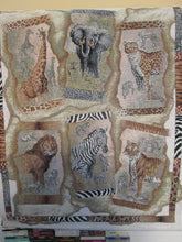 African Animal Embroidered Tapestry Wall Hanging Judy Gibson 36"x251/2"