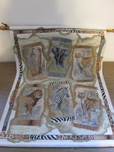 African Animal Embroidered Tapestry Wall Hanging Judy Gibson 36"x251/2"