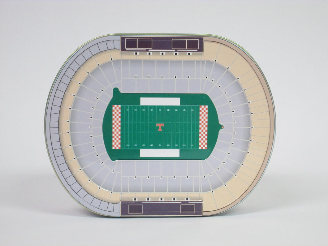 University of Tennessee Neyland Stadium Tin with history on the bottom