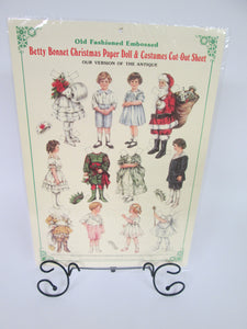 Old Fashioned Embossed  Betty Bonnet Christmas Cut-Out Paper Doll and Costumes Sheet