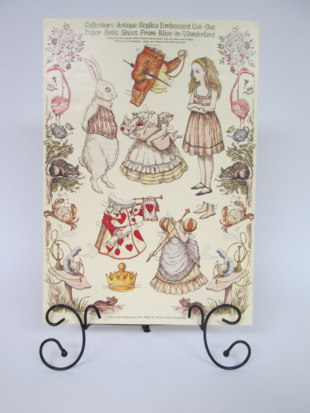 Collector's Antique Replica Embossed Cut-Out Paper Dolls Sheet from Alice-In-Wonderland