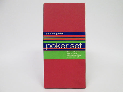 Poker Set NIB 2 Deck Cards Pair of Dice 50 Playing Chips Games Manual (Deluxe Games)