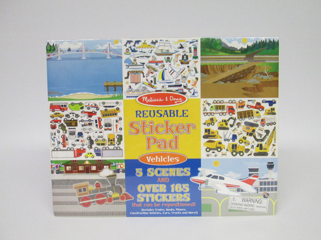 Reusable Sticker Pad Vehicles 5 Scenes and over 165 Stickers that can be repositioned