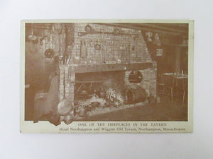 Vintage Post Card One of the Fireplaces in the Tavern Hotel Northhampton and Wiggins