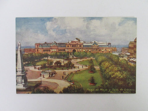 Vintage Post Card Plaza de Mayo y Casa de Gobierno Buenos Aires