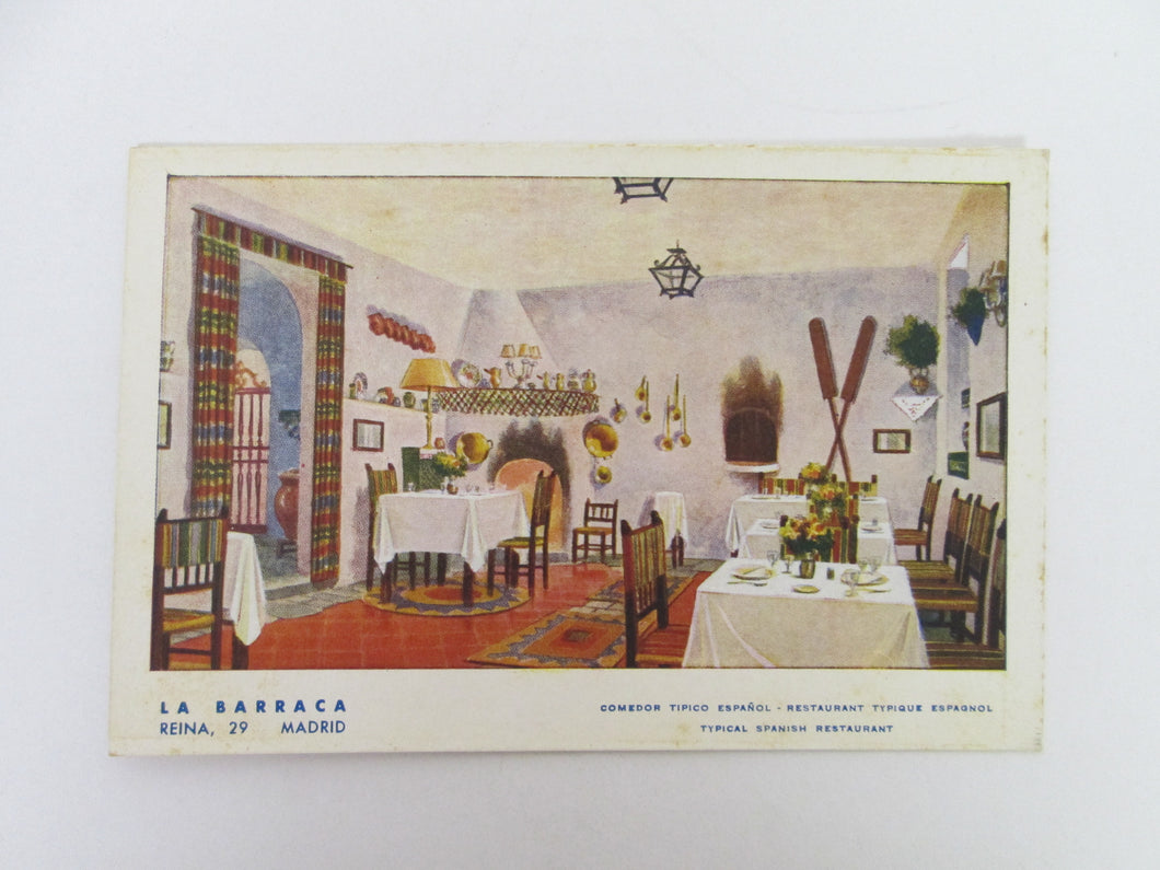 Vintage Post Card La Barraca Typical Spanish Restaurant