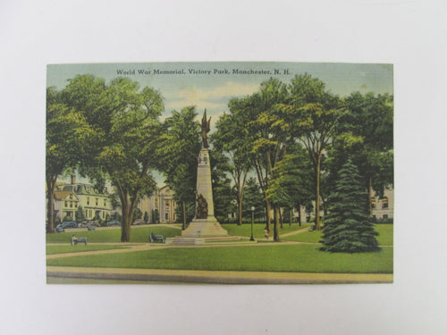 Vintage Post Card World War Memorial Victory Park Manchester NH (Writing on back)