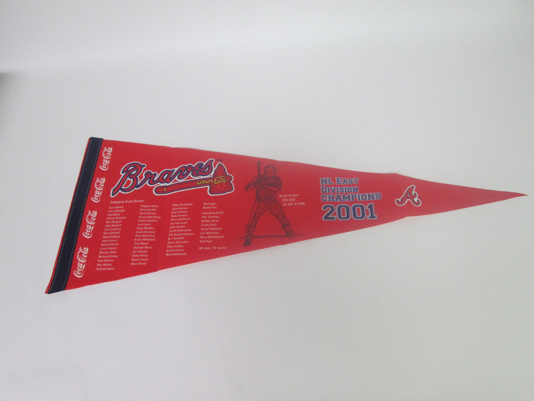 Braves Coca-Cola NL East Division Champions 2001 with Complete Team Roster Banner Creased