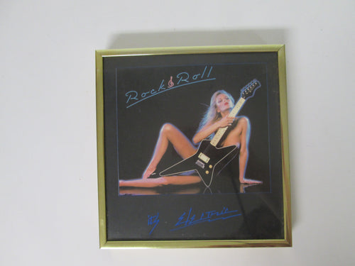 Rock & Roll It's Electric Framed Photo with a Naked Girl behind an Electric Guitar