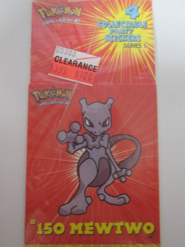 Pokemon 4 Collectible Party Stickers Mewtwo