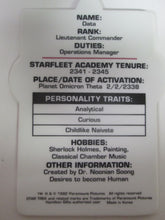 Star Trek The Next Generation Lt. Commander Data Collector Ceramic Card Plate (1992)