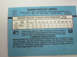 1988 Donruss Rated Rookie Baseball Card #33 Shawn Abner