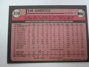 1989 Topps Milwaukee Brewers Baseball Card #338 Jim Adduci