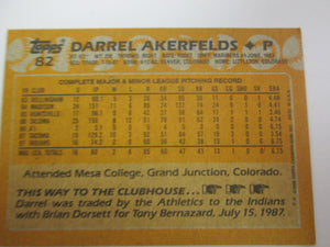 1988 Topps Cleveland Indians Baseball Card #82 Darrel Akerfelds