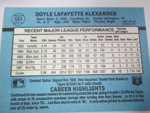 1988 Donruss Detroit Tigers Baseball Card #584 Doyle Alexander