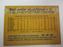 1988 Topps Cleveland Indians Baseball Card #728 Andy Allanson