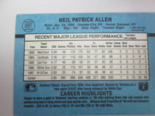 1988 Donruss New York Yankees Baseball Card #597 Neil Allen