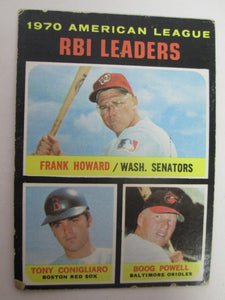 1970 Topps American League RBI Leaders Howard/Conigliaro/Powell Baseball Card #64