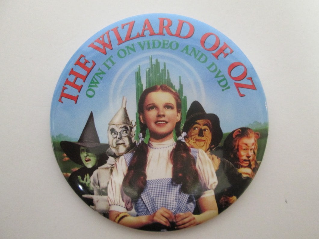 Wizard Of Oz Collectible Pinback Button Own It On Video And DVD Movie Promo 1999