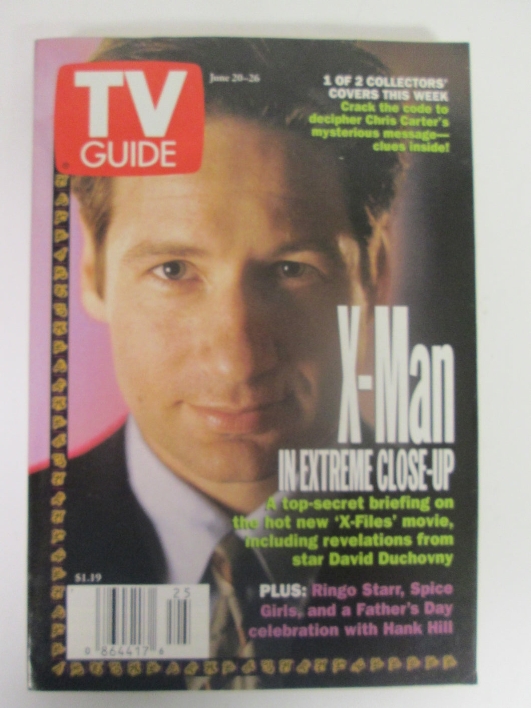 TV Guide Fox Mulder David Duchovny Cover June 20-26 1998
