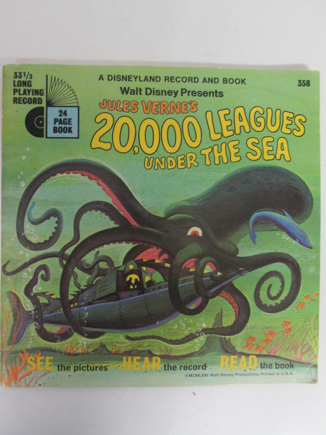 20,000 Leagues Under The Sea A Disneyland Book and Record #358 33 1/3 RPM (1971)